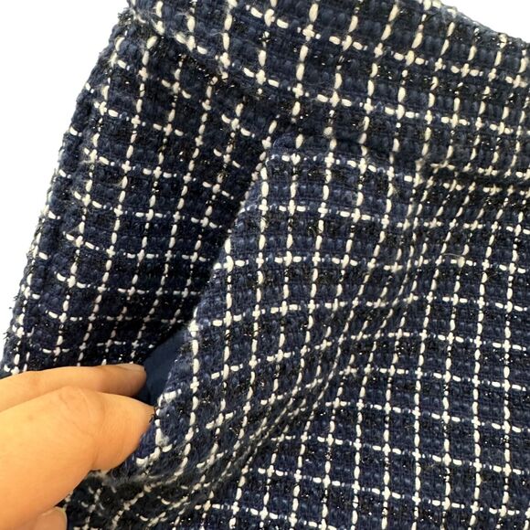 Lilly Pulitzer Gretchen High Rise Tweed Shorts Womens 2 Navy Blue Check - Picture 3 of 9